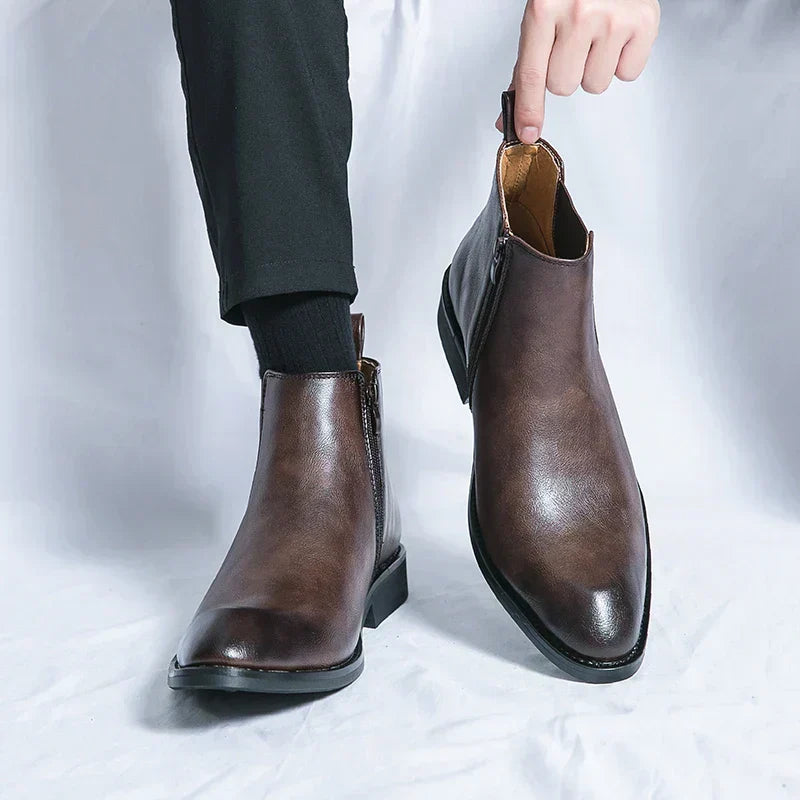 Heren Chelsea Boots Zwart Leer Elegant Design