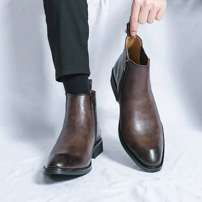 Heren Chelsea Boots Zwart Leer Elegant Design