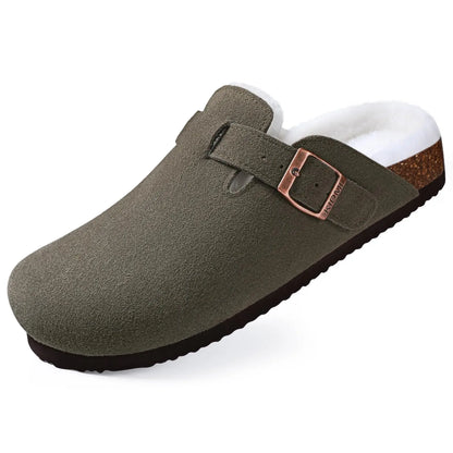 Leren Slippers voor Dames met Kurksok