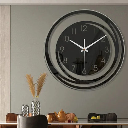 Wandklok Zwart Acryl - Modern Geometrisch Design - Stil Mechanisme - Scandinavisch Tijdloze Elegantie