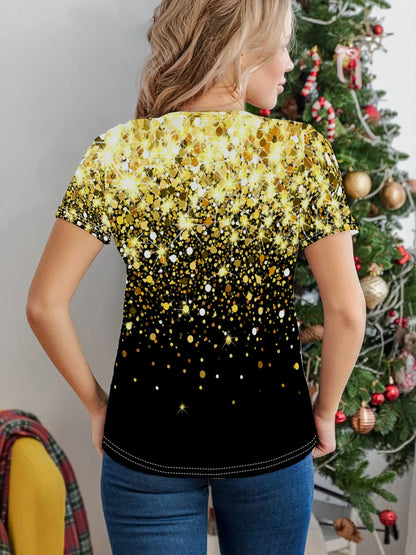 Glitter T-Shirt Met Pailletten Kort Model