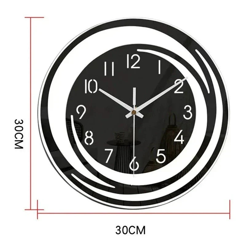 Wandklok Zwart Acryl - Modern Geometrisch Design - Stil Mechanisme - Scandinavisch Tijdloze Elegantie