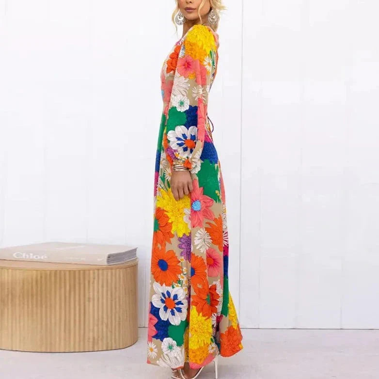 Vrouwelijke Maxi Zomerjurk met Bloemenprint
