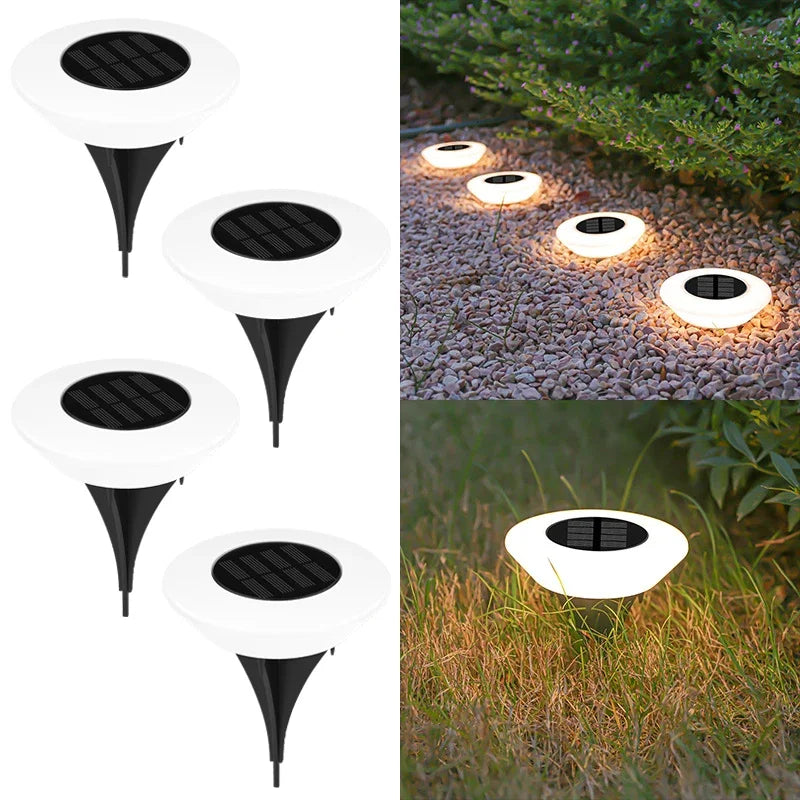 Solar Tuinverlichting 4-delig Set voor Paden en Borders Weervast LED Buitenlampen Automatisch Dag-Nacht Sensor Zwart