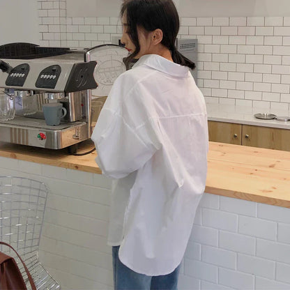 Vrouwen Blouse Oversized met Kraag en Lange Mouwen