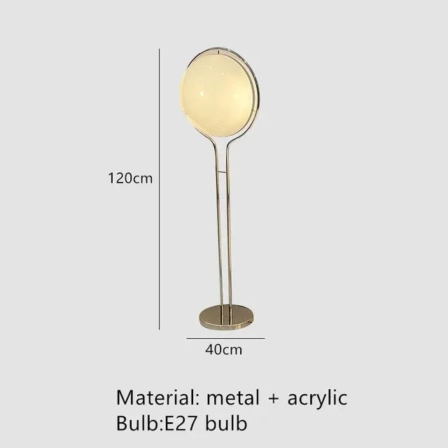 Vloerlamp Bol Wit Acryl Chroom Metaal Art Deco Design E27 LED