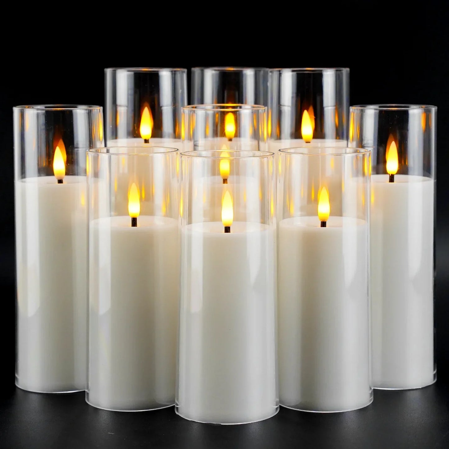 Vlamloze LED Kaarsenset 9 Stuks Acryl Flikkerlicht Sfeerverlichting Decoratie Timer Afstandsbediening