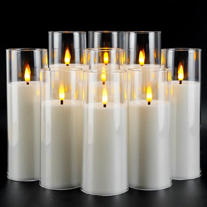 Vlamloze LED Kaarsenset 9 Stuks Acryl Flikkerlicht Sfeerverlichting Decoratie Timer Afstandsbediening