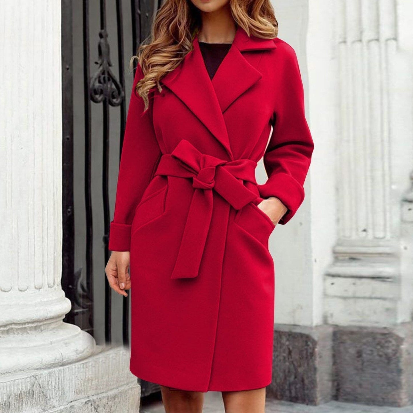Dames Winterjas Trenchcoat Lange Warme Mantel Stijlvol