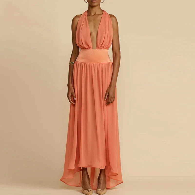 Maxi Zomerjurk V Hals Diepe Neckline Jurk voor Vrouw