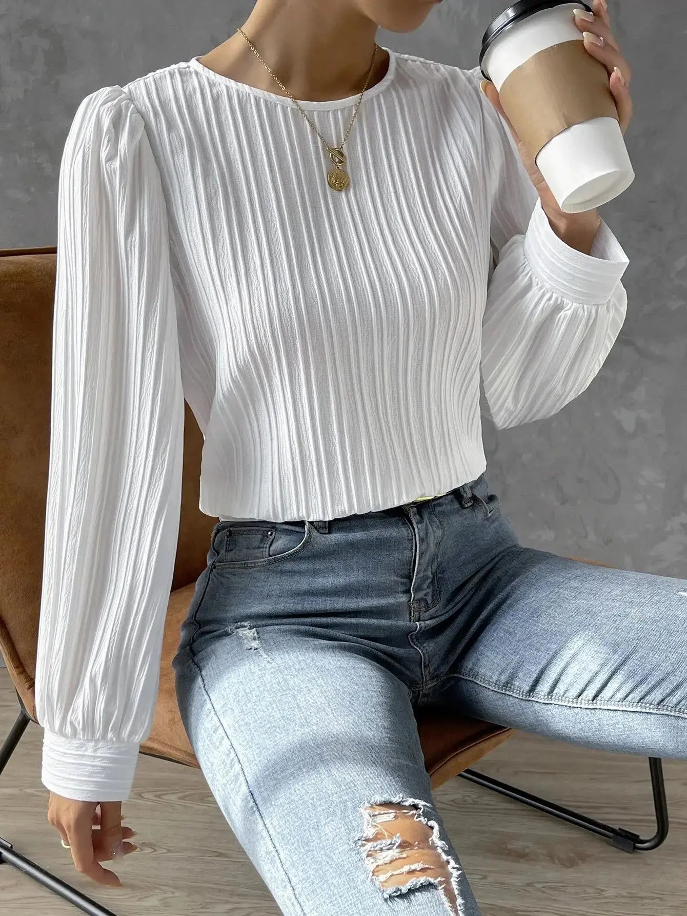 Vrouwelijke Blouse Klassiek Elegante Jurkstijl