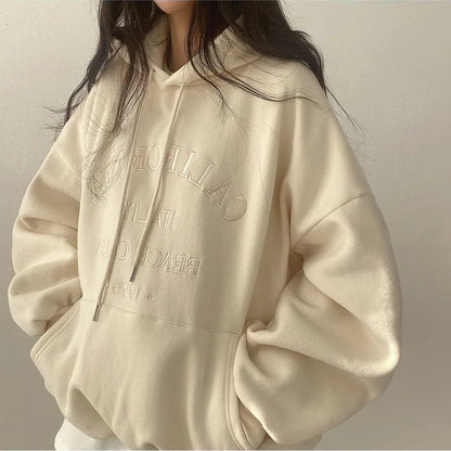 Dames Hoodie Oversized Comfortabel Casual Met Borduursel