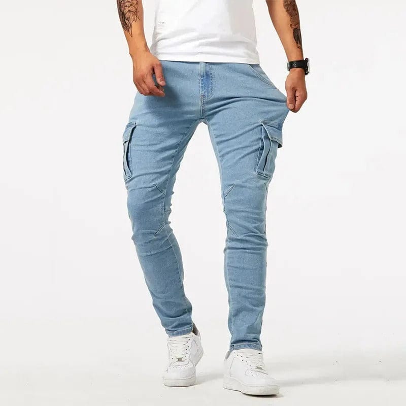 Jeans Cargo Broek in Donkerblauw Denim