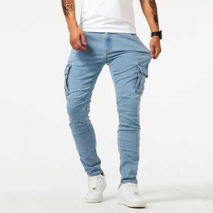 Jeans Cargo Broek in Donkerblauw Denim