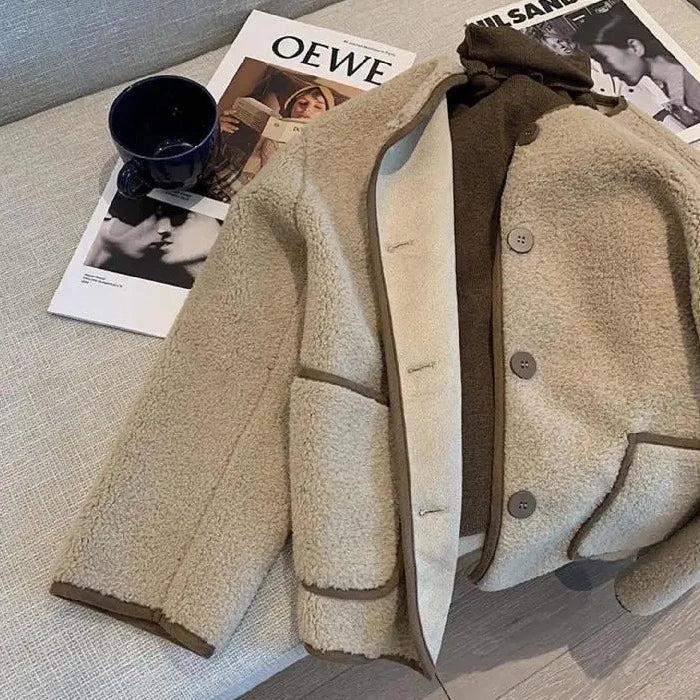Korte Vintage Jas Beryl Stijl Bijgesneden Leer