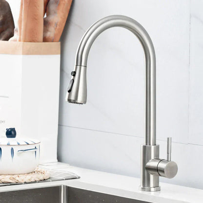 Uittrekbare Keukenkraan met Sproeikop Eénhendel RVS Geborsteld Modern Design Spoelbak Mengkraan Keuken
