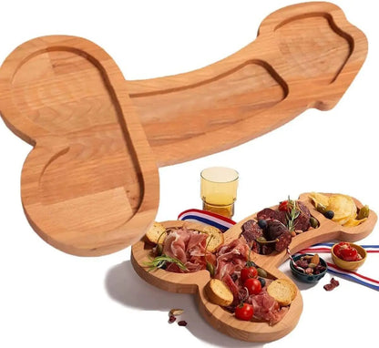 Multi-Compartiment Serveerplank van Donker Hout – Praktische Snackplank met Meerdere Vakjes voor Hapjes & Dips