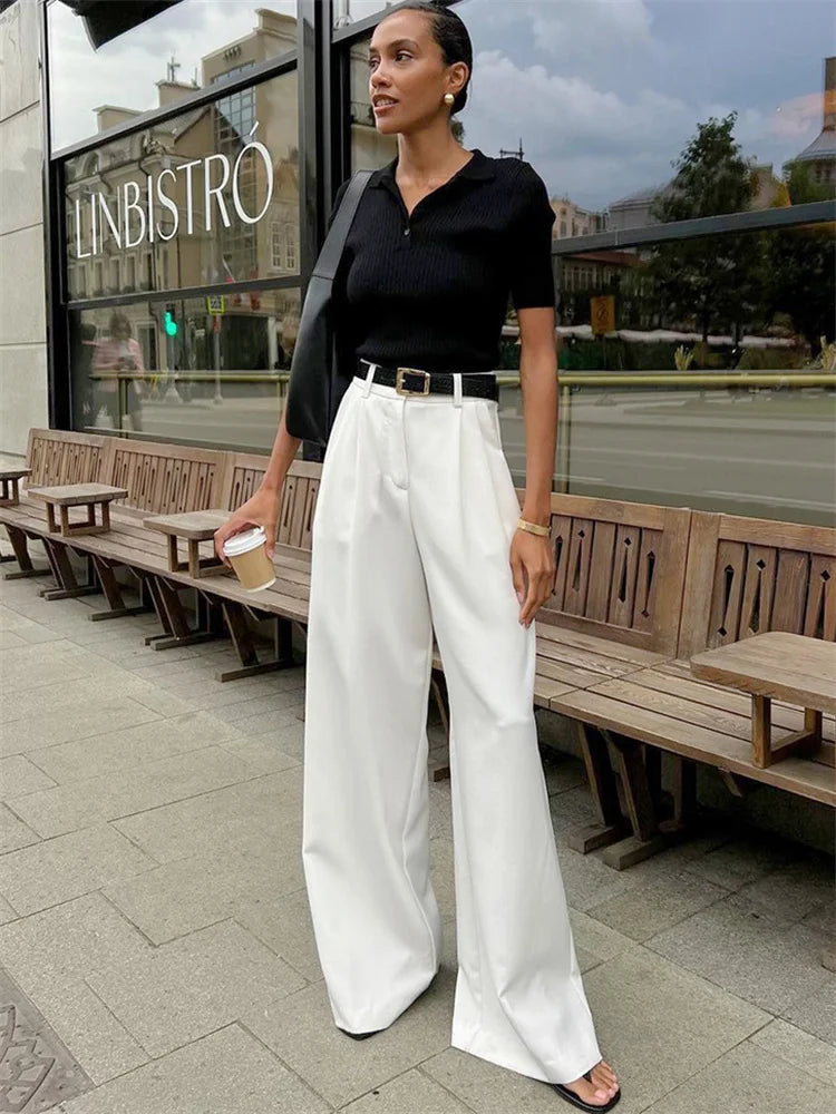 Witte Chino Broek Vrouw Klassieke Stijl