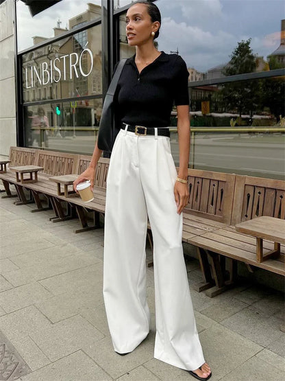 Witte Chino Broek Vrouw Klassieke Stijl