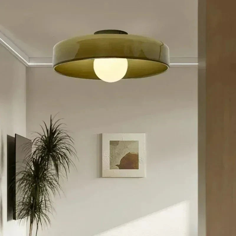 Glazen Plafondlamp Scandinavische Stijl Groen Geel Wit – Sfeervolle Verlichting voor Woonkamer Slaapkamer