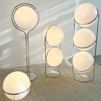 Vloerlamp Bol Wit Acryl Chroom Metaal Art Deco Design E27 LED