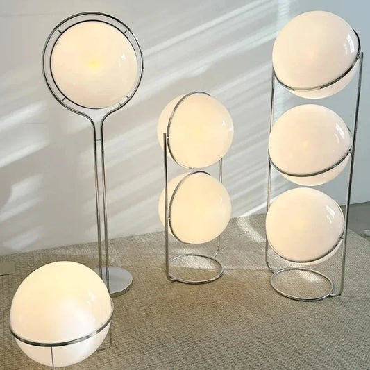 Vloerlamp Bol Wit Acryl Chroom Metaal Art Deco Design E27 LED