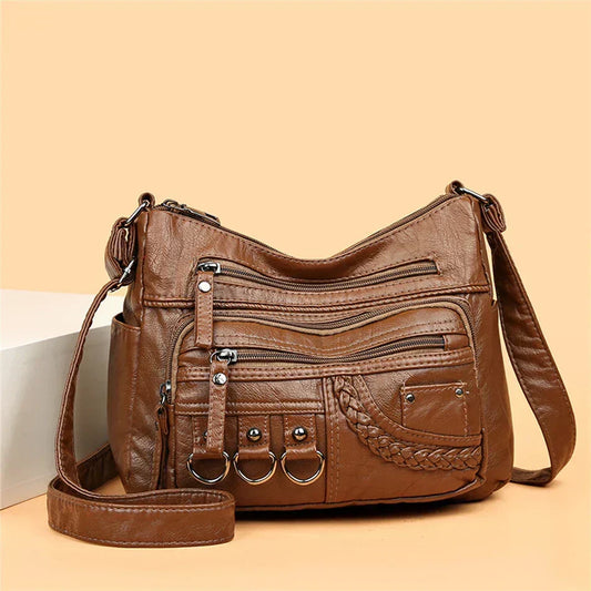 Vintage Handtas Vegan Leer Elegante Schoudertas Dames Retro Stijl Dagelijkse Tas Mode Accessoire Vrouwen