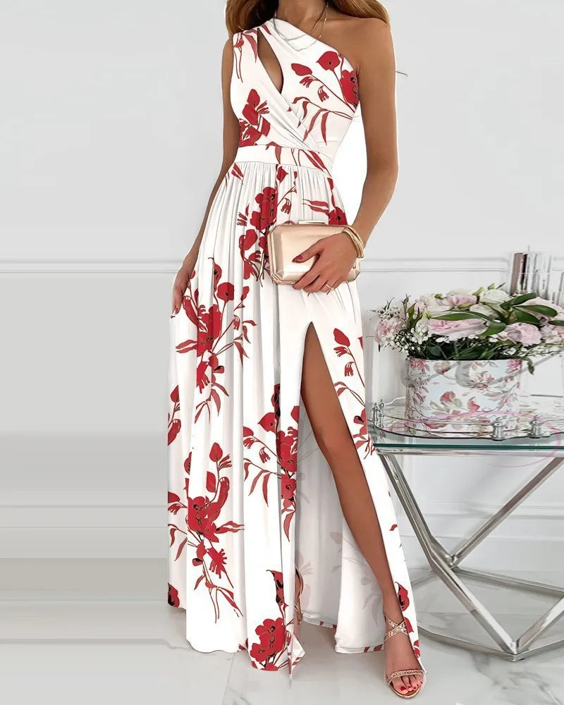 Maxi Jurk Een Schouder Zomerjurk Elegant en Comfortabel