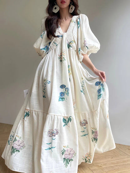 Midi Jurk Bloemenprint Zomerjurk Vrouwelijk