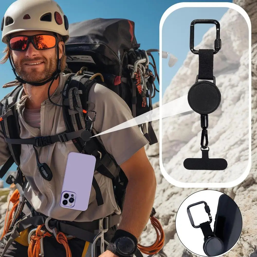 Intrekbare Telefoonhouder met Diefstalbeveiliging en Riemclip voor Actieve Levensstijl