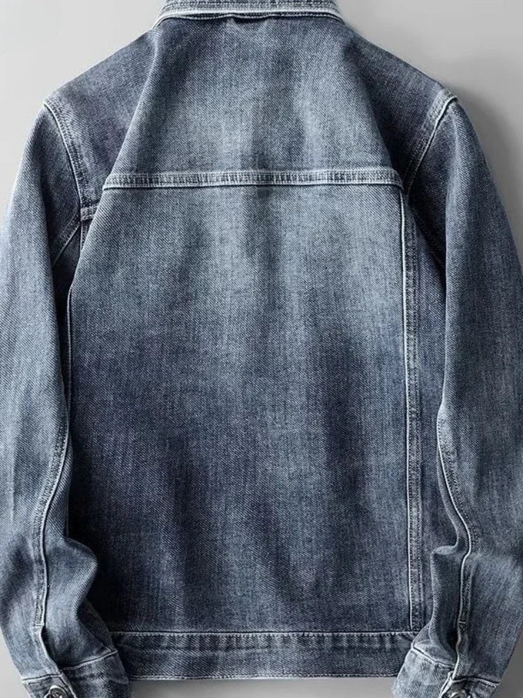 Klassieke Blauwe Denim Jas Met Knoopsluiting
