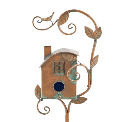 Metalen Vogelhuisje op Tuinsteker met Artistiek Design voor Tuin Terras Balkon