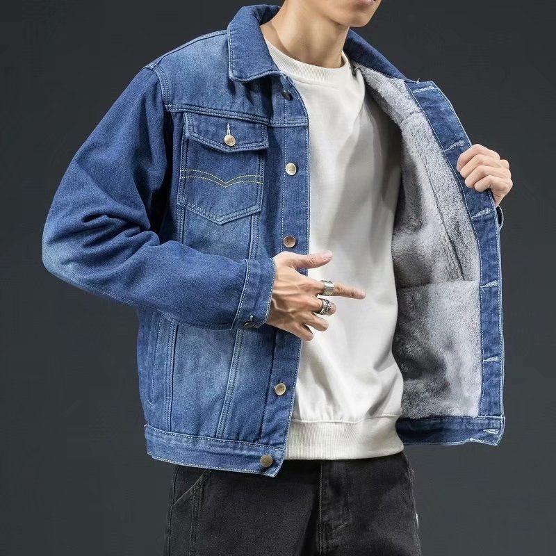 Heren Winterjas Denim Warm en Stevig