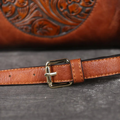 Handgemaakte Leren Damestas met Vintage Reliëfpatroon Schoudertas Elegante Dagtas Retro Design Stijlvol