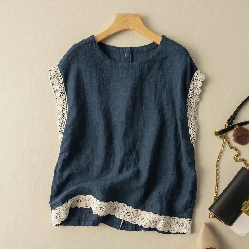 Vrouwelijke Blouse van Katoen met Elegant Design voor Elke Dag