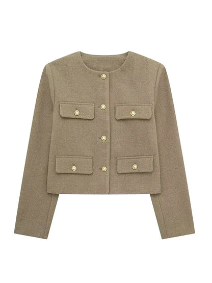 Dames Blazer Tweed Jas Klassiek Design