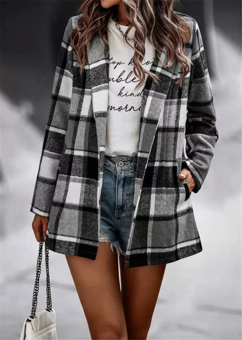 Dames Trenchcoat Herfst-Winter Lange Mouwen Polo Kraag