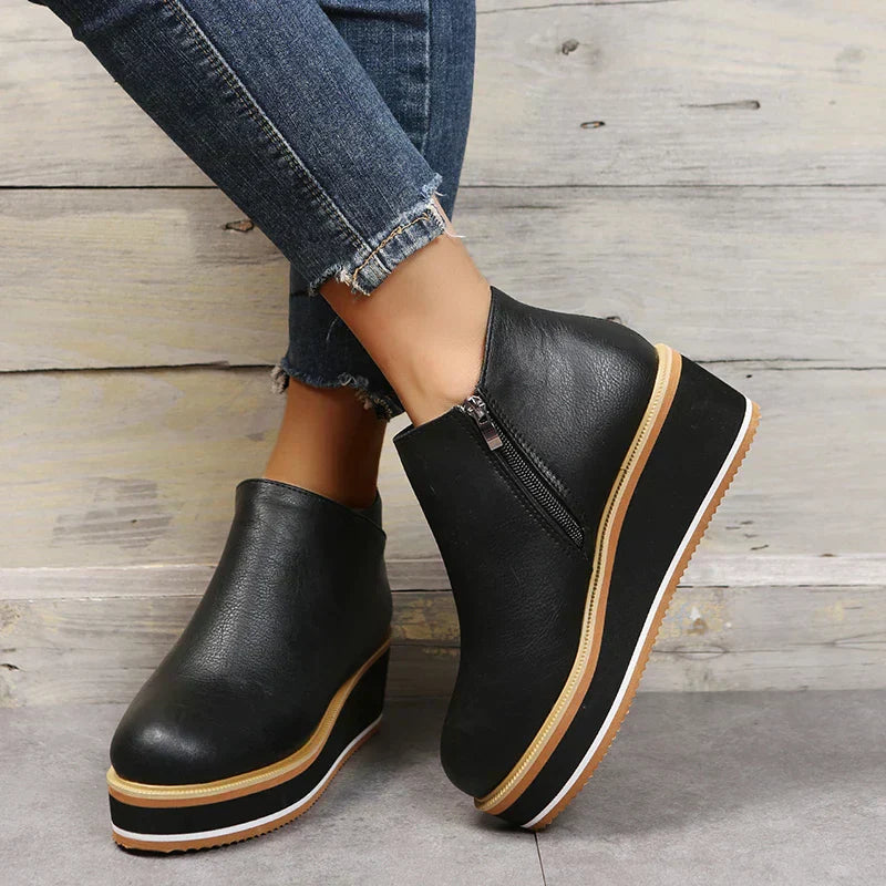 Dames Enkelboots Plateauzool Rits Sluiting