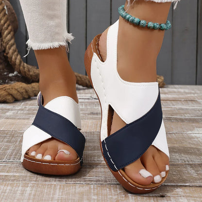 Wedge Sandalen met Contrastkleuren Comfortabel
