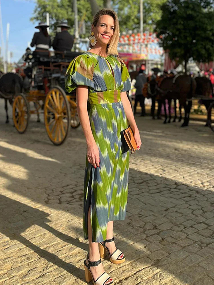 Kleurrijke Midi Jurk Tie Dye Zomerjurk Vrouwen