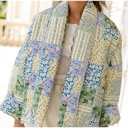 Damesjas Gewatteerd Casual Patchwork Jas voor Vrouw