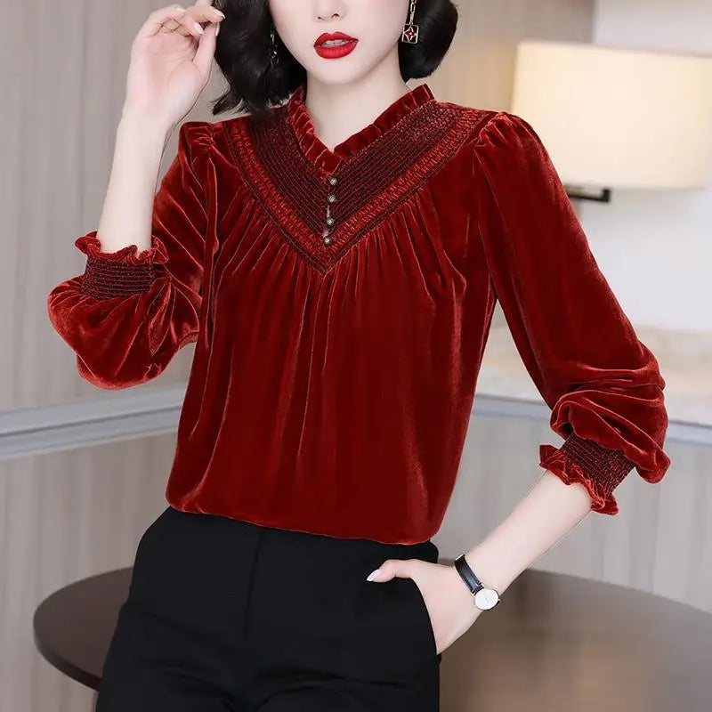 Vrouwelijke Top met Temperamentvol Design Luxe Stijl