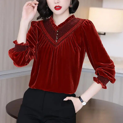 Vrouwelijke Top met Temperamentvol Design Luxe Stijl