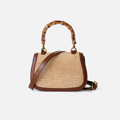 Bamboe Handtas Elegante Cognac Kleur