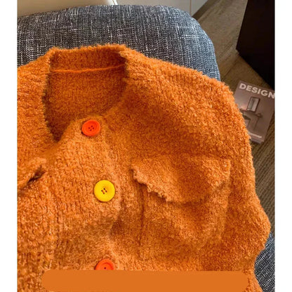 Damestrui Lange Mouwen Oranje Gebreid