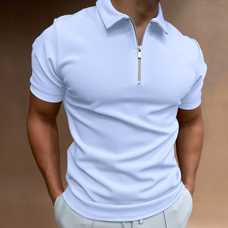 Herenshirt Kort Mouwen Rits Voorzien Zomerkleding - StudioMarella