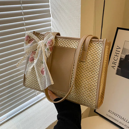 Gevlochten Handtas Zomer Vakantie Chic Mode