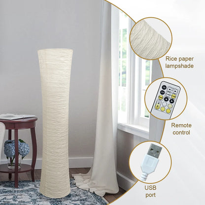 Vloerlamp Papier Japandi Cilinder Staande Lamp Warm Licht Minimalistisch