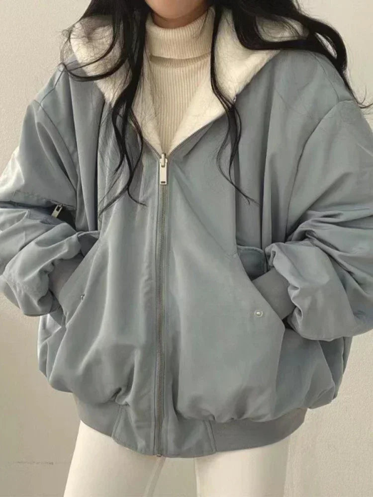 Dames Winterjas Oversized Zwart met Capuchon