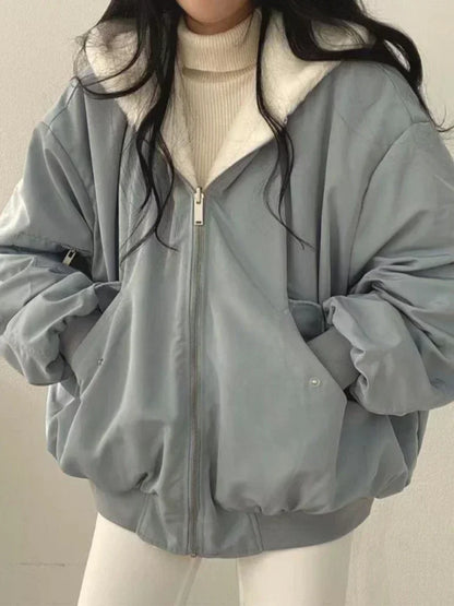 Dames Winterjas Oversized Zwart met Capuchon